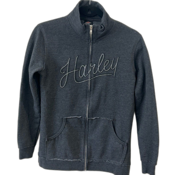 Harley-Davidson Tops - Harley-Davidson Sweatshirt Women’s Size M Gray New York Full Zip Woodstock NY